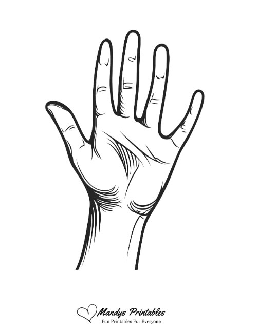 a black and white drawing of a hand