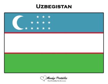 Printable uzbegistan Flag