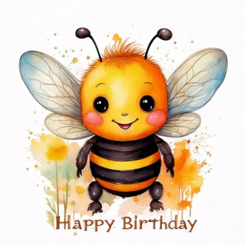 printable bee birthday card