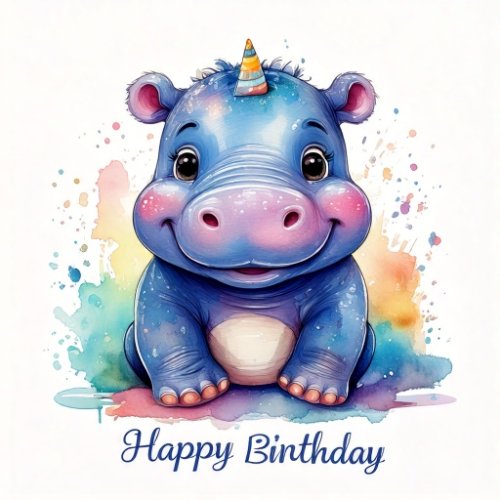 printable hippo birthday card